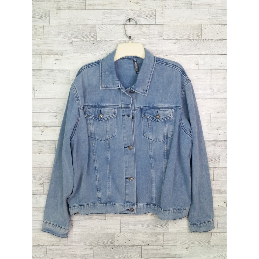 Women's Plus Size 3X‎ Crazy Train Denim Jacket Blue Jean Jacket Top Button Front